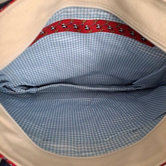 Vineyard Vines Canvas Shopping Travel Tote Red Vaneck Branded Large - Picture 5 of 7